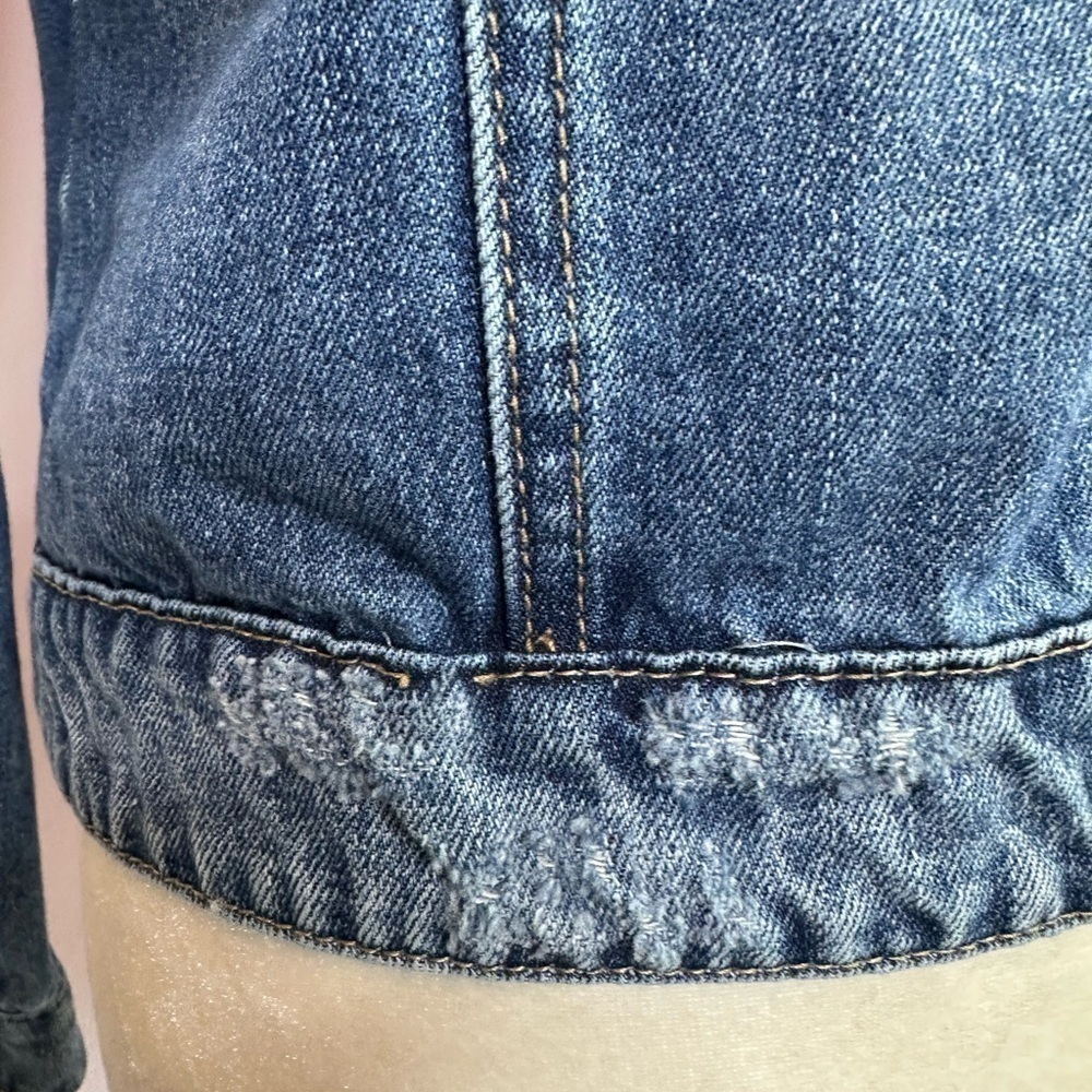 Kensie Blue Denim Jacket with Faux Sherpa Collar - Picture 6 of 9
